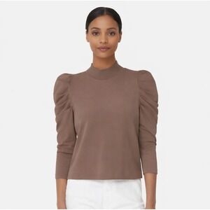 Cuyana Brown Puff Sleeve Sweatshirt